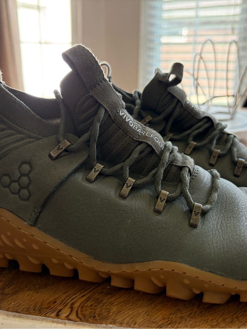 Vivo Barefoot Women’s Olive Trail Runner with Gum Sole